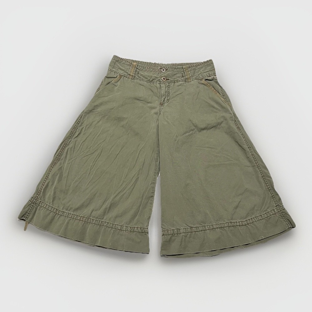 Polo Jeans Co. Womens Olive Green Y2K Low Rise Bohemian Culotte Shorts 4 Adjust